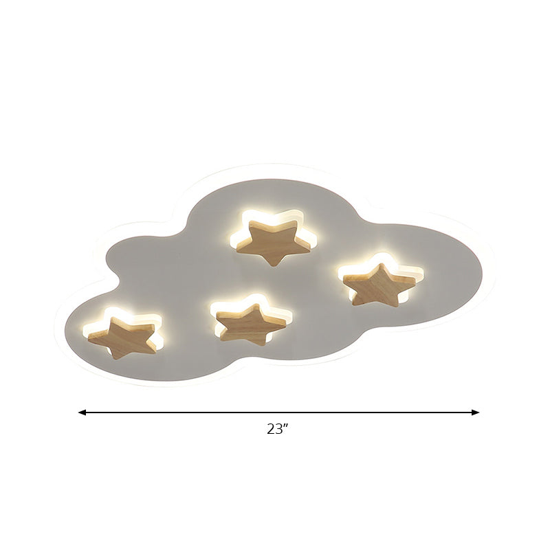 Cloud et Star Kid Bedroom Flush Mount Ceiling Light Acrylic Art Déco Ceiling Light Fixture