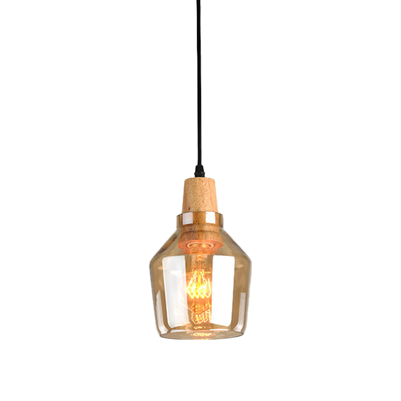 Modern 1 Light Pendant Lamp Amber Glass Shade Barn/Disc/Trifle Hanging Light Kit, 5.5"/7.5"/13" Wide