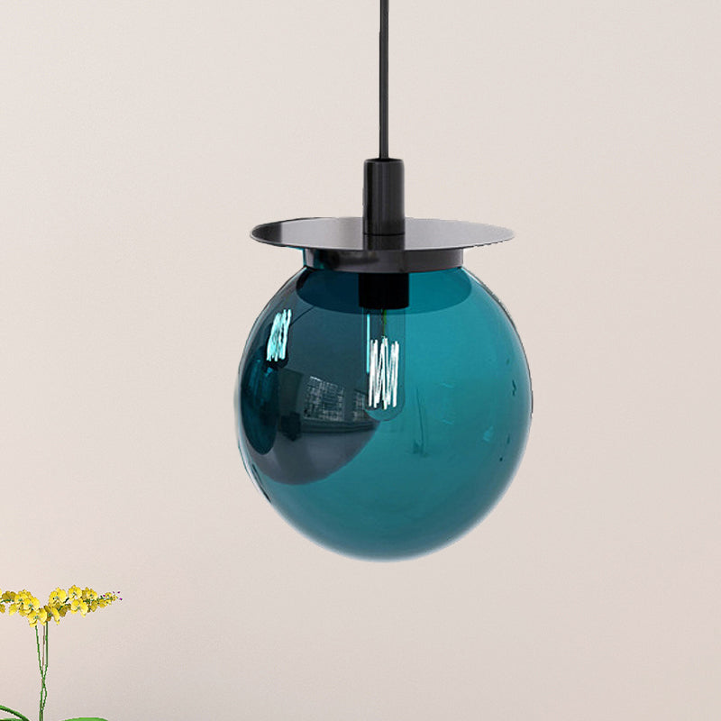 Globe comedor kit de lámpara colgante naranja/azul/vidrio transparente 1 cabeza de lámpara colgante moderna