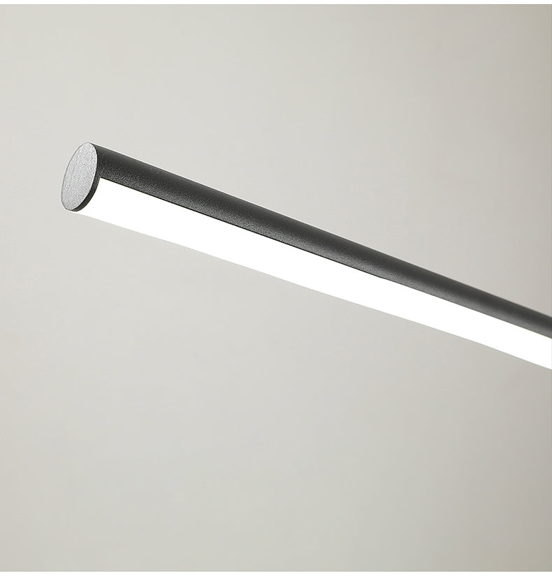 Stick and Ring Dining Room Island Light Fixture Metal Modernist LED Pendant Lamp in Black