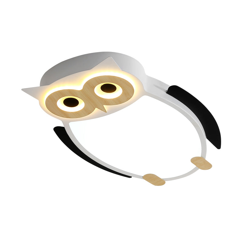 Weiße/Rosa/Blaue Eulen-Deckenleuchte, Cartoon-Metall-LED, integrierte Unterputzleuchte für Kinder