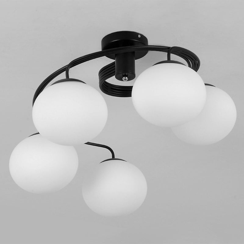 Luminaires semi-encastrés à billes, luminaire de plafond en verre opale moderniste pour chambre à coucher