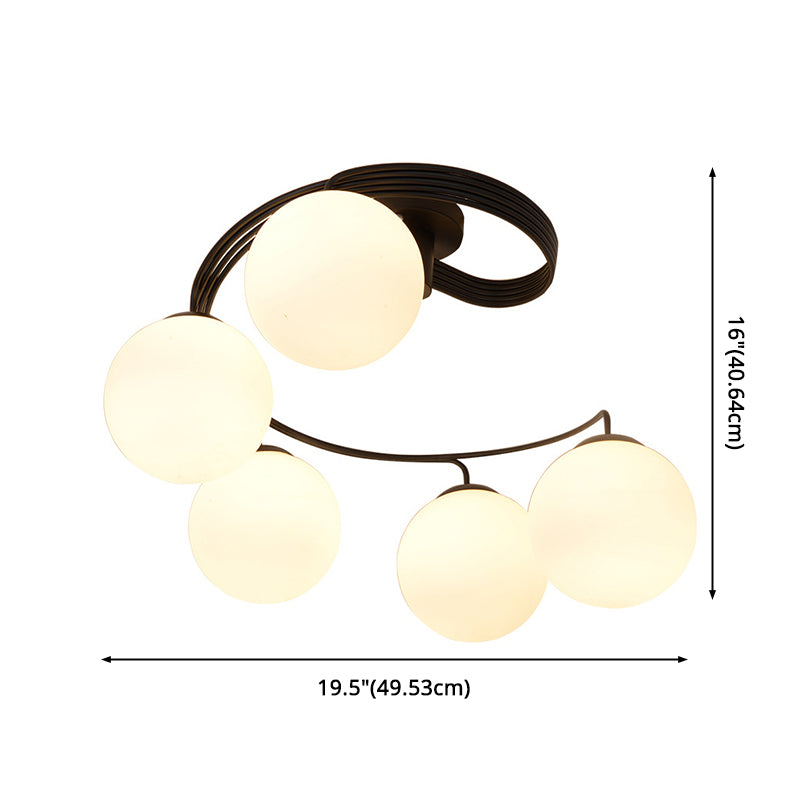 Luminaires semi-encastrés à billes, luminaire de plafond en verre opale moderniste pour chambre à coucher