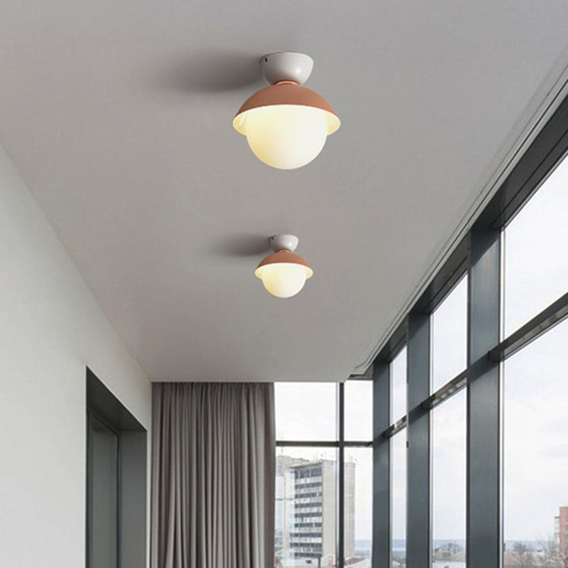 Plafonnier rond encastré moderniste 1 lumière plafonnier en verre blanc pour couloir