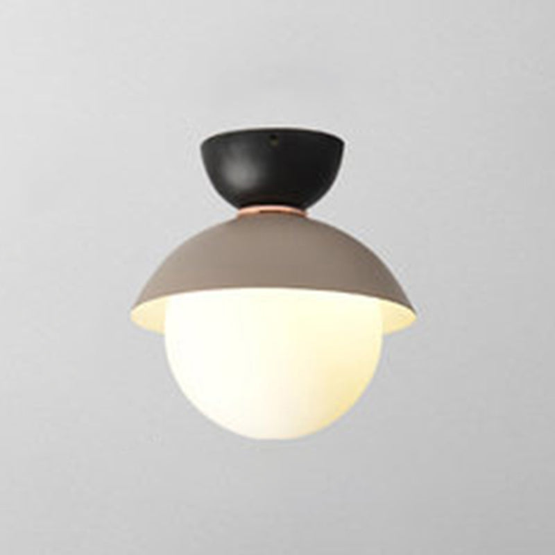 Plafonnier rond encastré moderniste 1 lumière plafonnier en verre blanc pour couloir