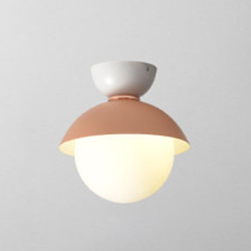 Plafonnier rond encastré moderniste 1 lumière plafonnier en verre blanc pour couloir