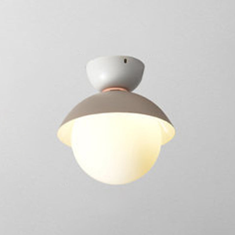 Plafonnier rond encastré moderniste 1 lumière plafonnier en verre blanc pour couloir
