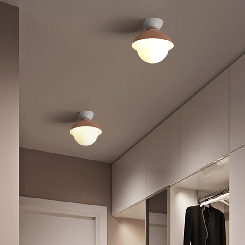Plafonnier rond encastré moderniste 1 lumière plafonnier en verre blanc pour couloir
