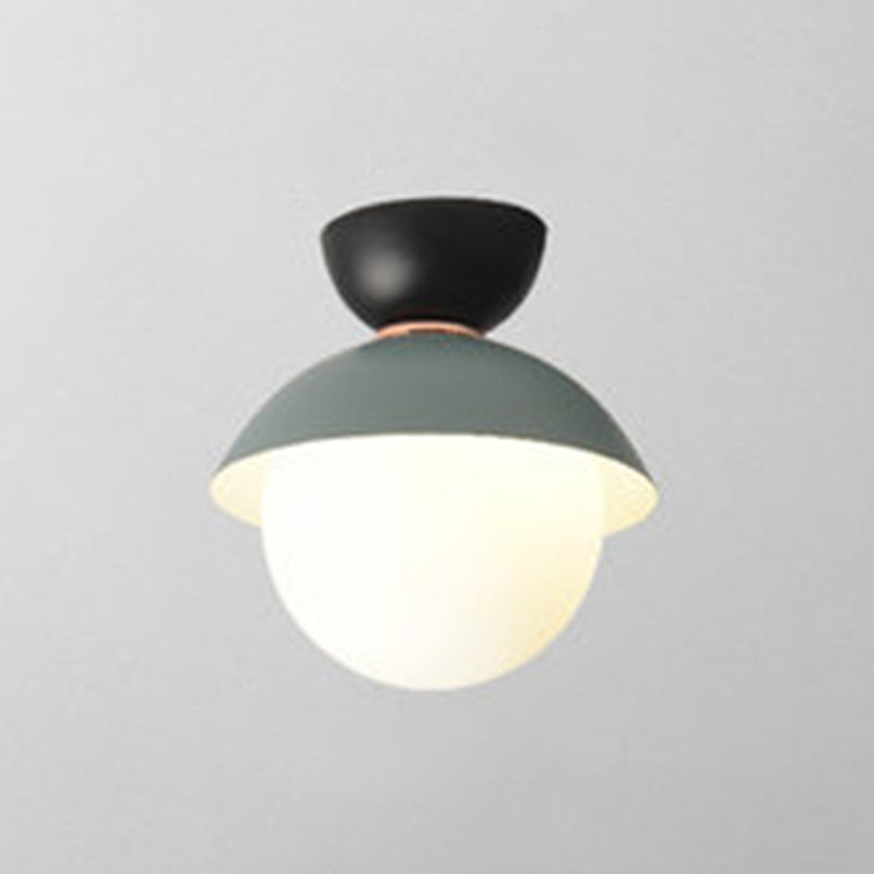 Plafonnier rond encastré moderniste 1 lumière plafonnier en verre blanc pour couloir