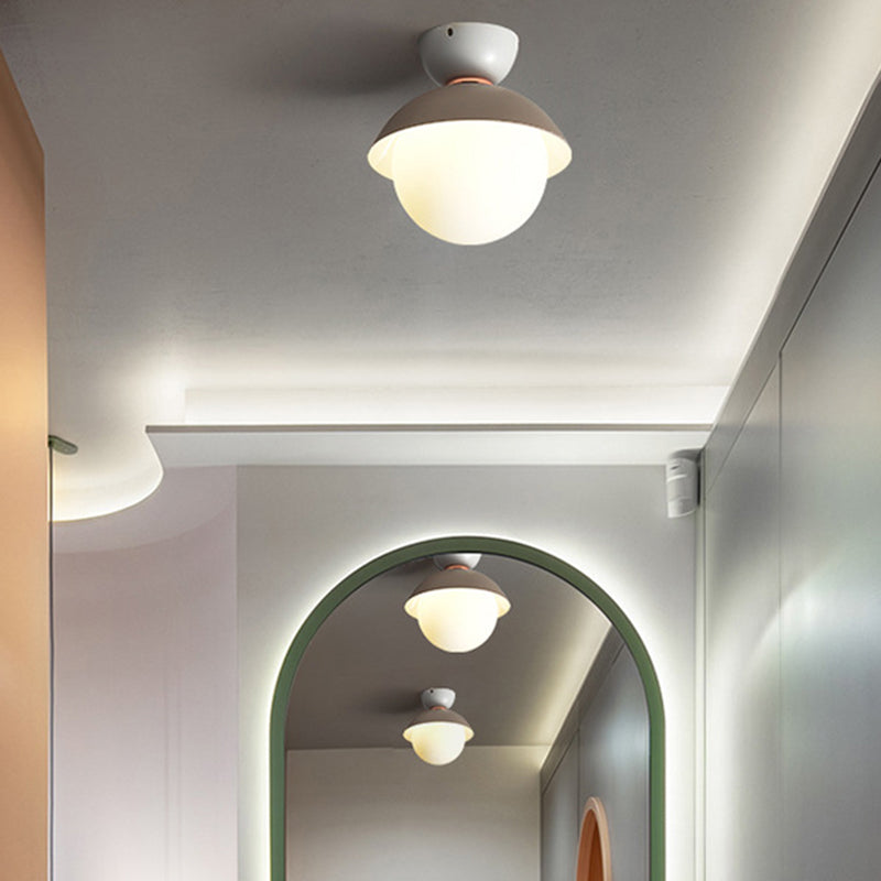 Plafonnier rond encastré moderniste 1 lumière plafonnier en verre blanc pour couloir