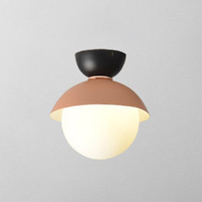 Plafonnier rond encastré moderniste 1 lumière plafonnier en verre blanc pour couloir