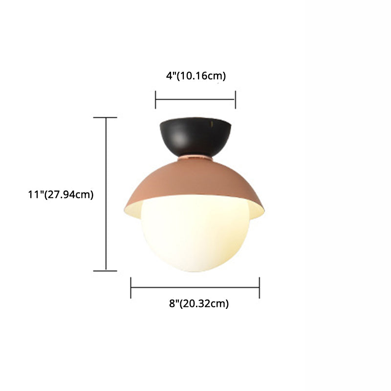 Plafonnier rond encastré moderniste 1 lumière plafonnier en verre blanc pour couloir