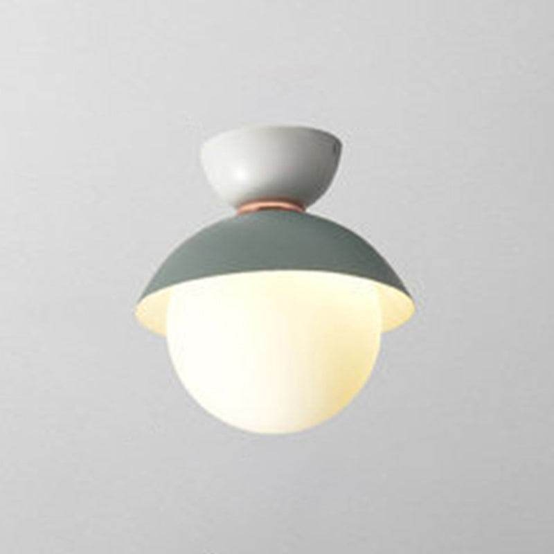 Plafonnier rond encastré moderniste 1 lumière plafonnier en verre blanc pour couloir