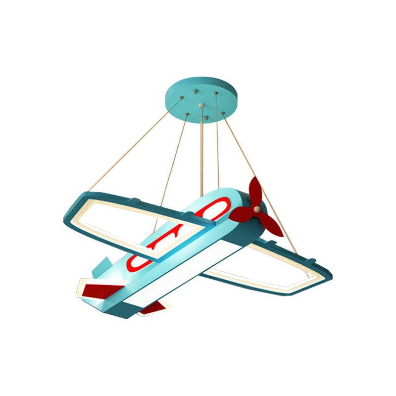 Aviones azules de lámpara colgante de metal y acrílico LED LED CELOINGE LECHE EN LUZ CALIENTE/BLANCA