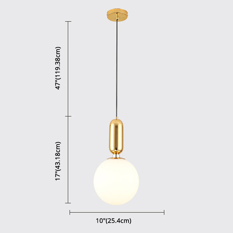 Mid-Century Design Globe Hanging Lamp Opal Frosted Glass Shade 1 Light Pendant Light