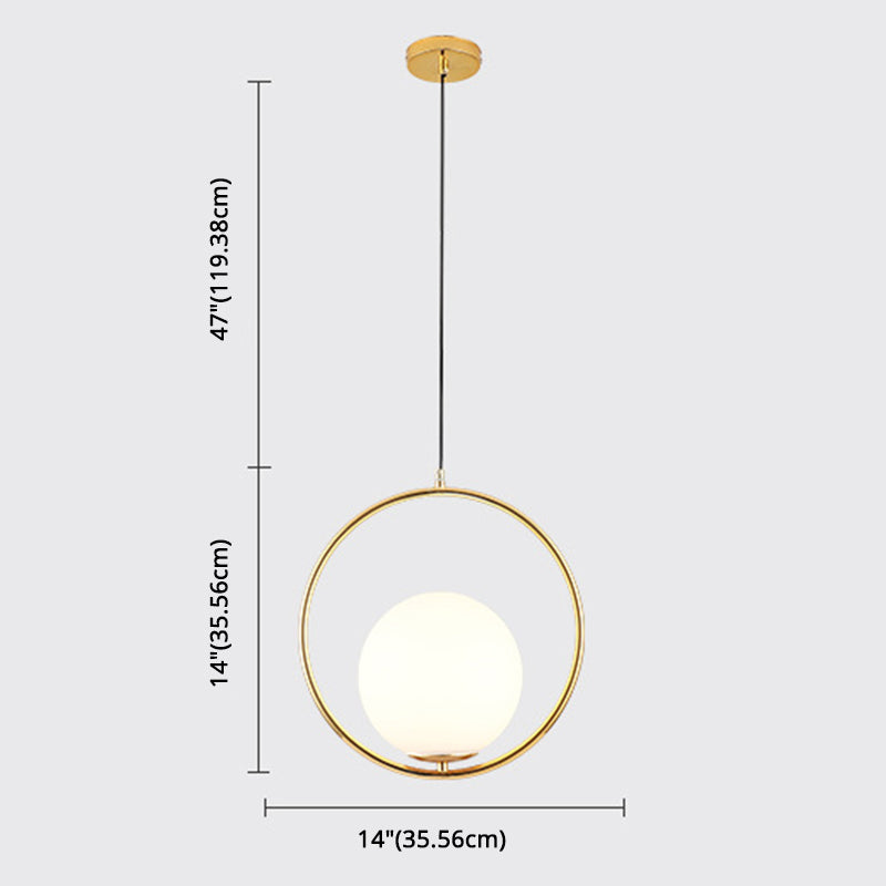 Mid-Century Design Globe Hanging Lamp Opal Frosted Glass Shade 1 Light Pendant Light