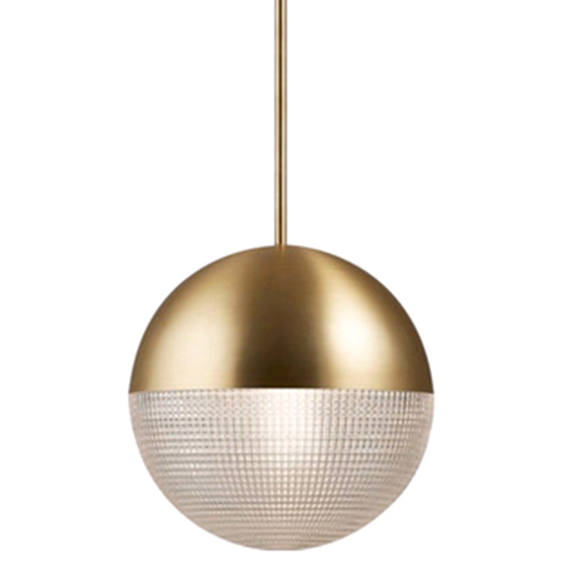 Metal 1 Light Pendant Light Mid-Century Modern Spherical Prismatic Glass Hanging Lamp