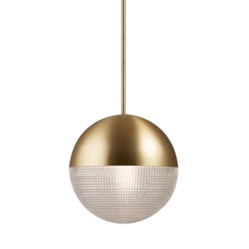 Metal 1 Light Pendant Light Mid-Century Modern Spherical Prismatic Glass Hanging Lamp