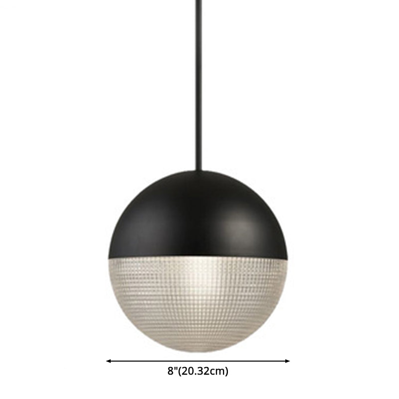 Metal 1 Light Pendant Light Mid-Century Modern Spherical Prismatic Glass Hanging Lamp