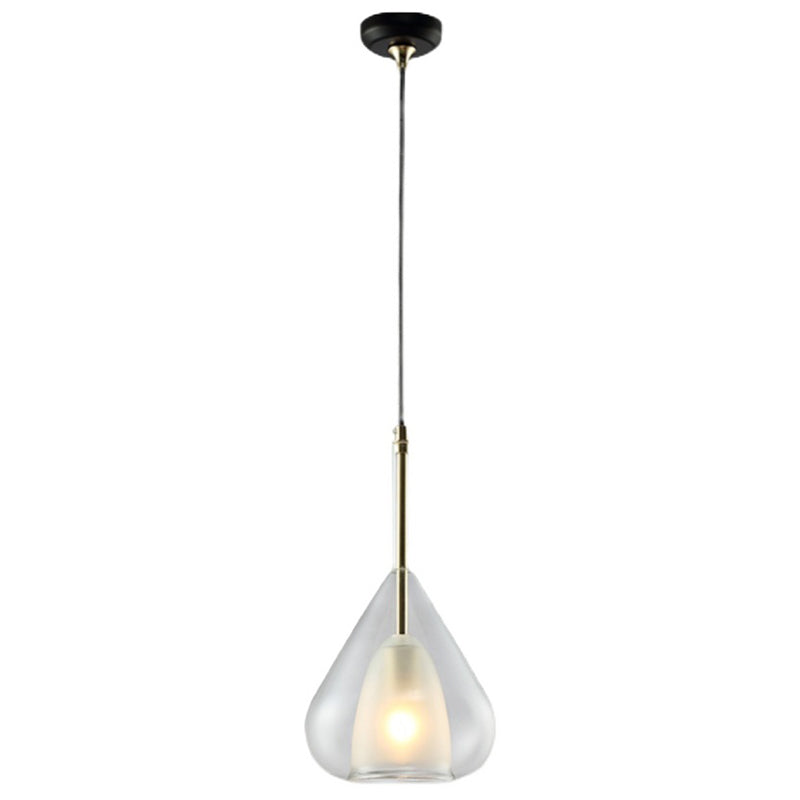 1 Light Teardrop Pendant Lamp Modern Double Glass Hanging Lamp for Living Room