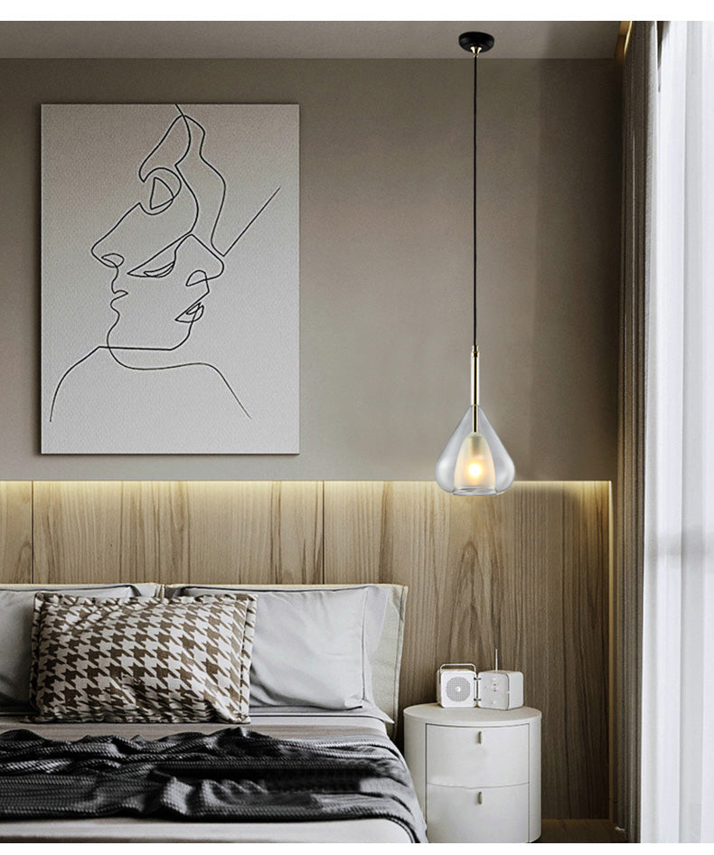 1 Light Teardrop Pendant Lamp Modern Double Glass Hanging Lamp for Living Room