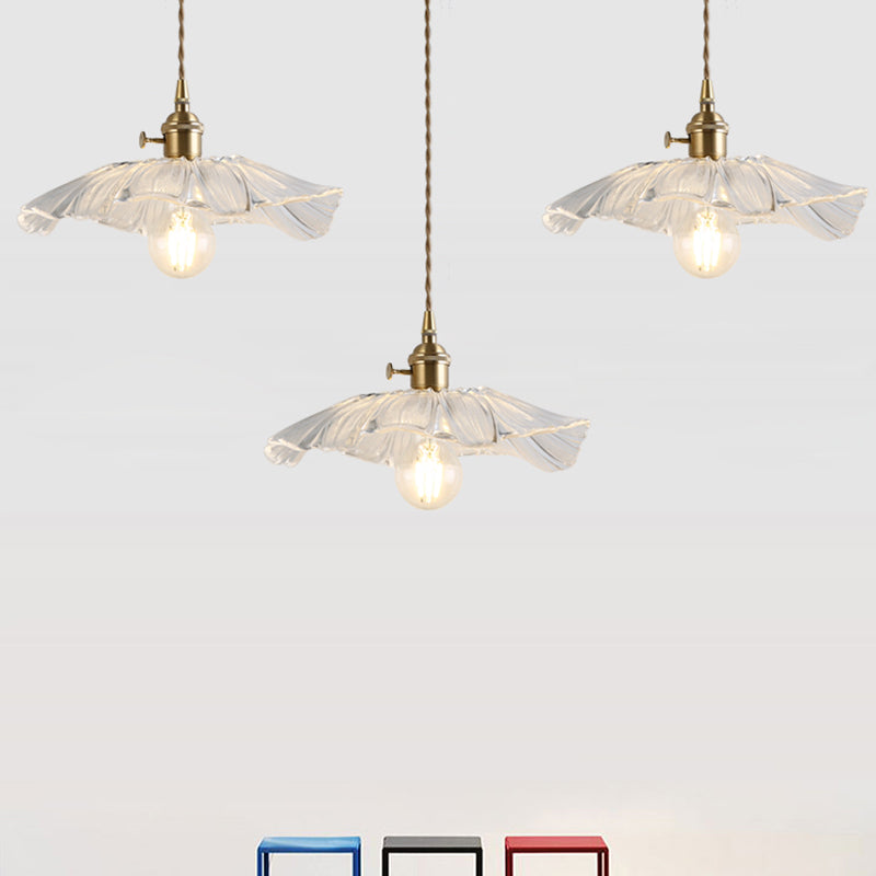 Flower Shape Shade Ceiling Pendant Lamp Vintage Industrial Clear Glass Hanging Light