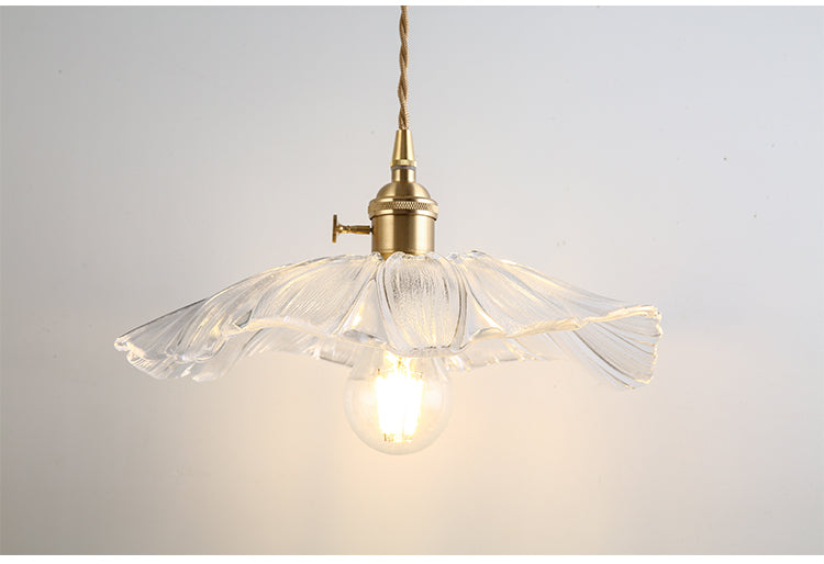 Flower Shape Shade Ceiling Pendant Lamp Vintage Industrial Clear Glass Hanging Light