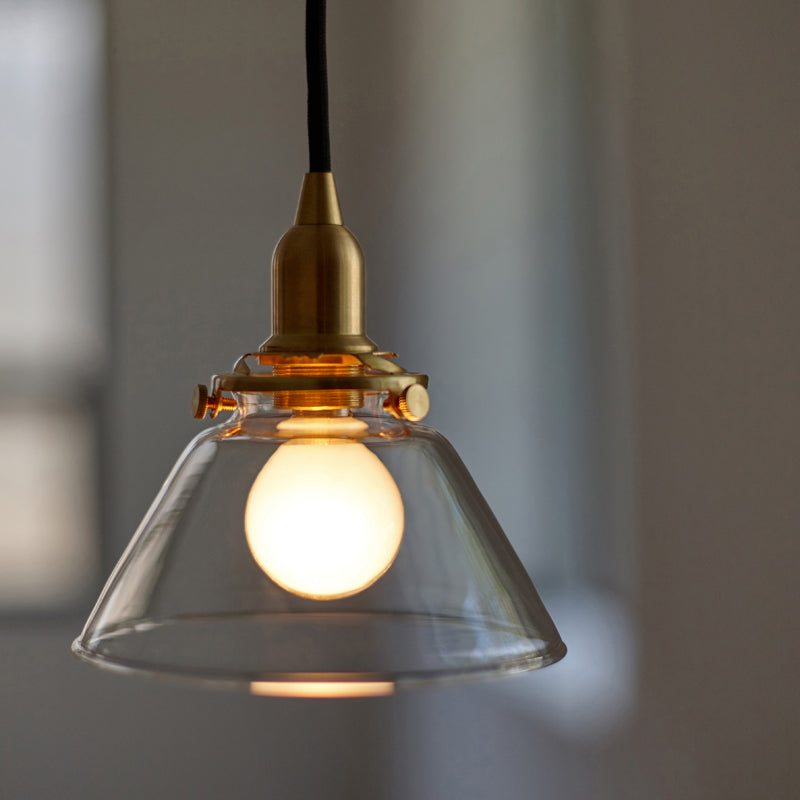 Clear 1 Light Cone Pendant Lamp Industrial Minimalist Glass Hanging Lamp for Living Room