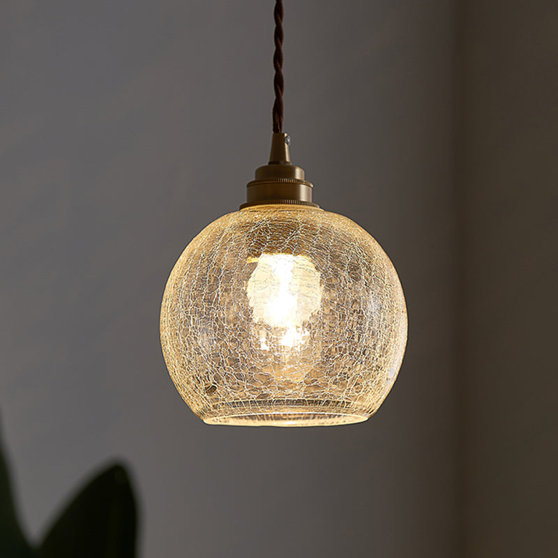1 Light Spherical Pendant Lamp Vintage Industrial Crackled Glass Hanging Lamp for Living Room