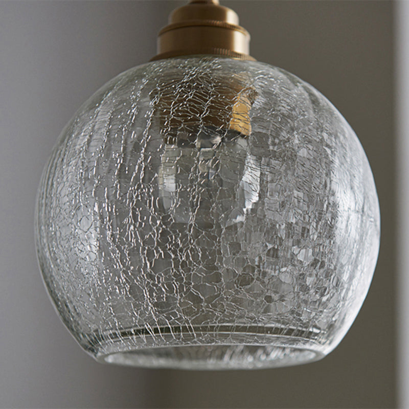 1 Light Spherical Pendant Lamp Vintage Industrial Crackled Glass Hanging Lamp for Living Room