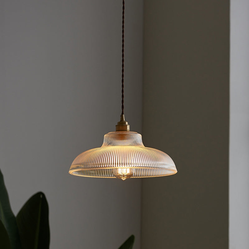 Retro Industrial 1 Light Pendant Prismatic Glass Dome Pendant Lighting for Living Room