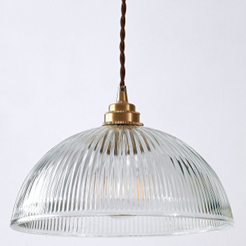 Retro Industrial 1 Light Pendant Prismatic Glass Dome Pendant Lighting for Living Room