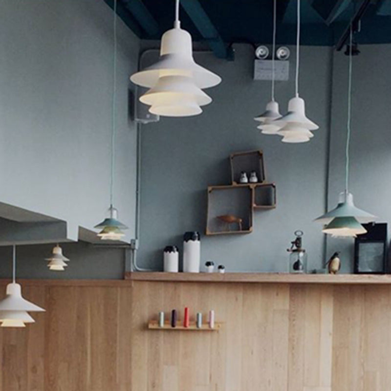 1 Light Layered Concentric Tiers Shade Pendant Lamp Nordic Style Metal Hanging Lamp for Bedroom