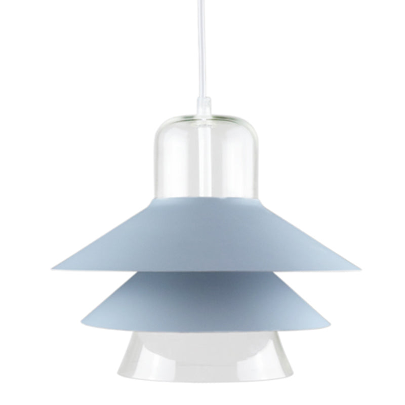 1 Light Layered Concentric Tiers Shade Pendant Lamp Nordic Style Metal Hanging Lamp for Bedroom