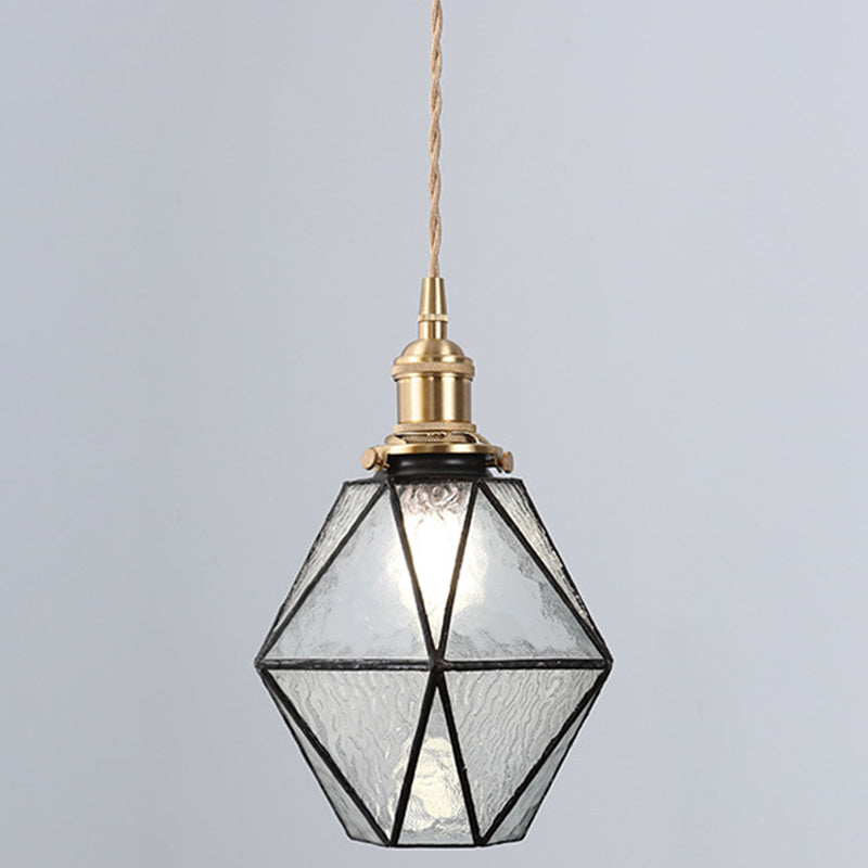 Icy Clear Glass Hanging Lamp Geometric 1 Light Tiffany-Style Pendant Light Fixture