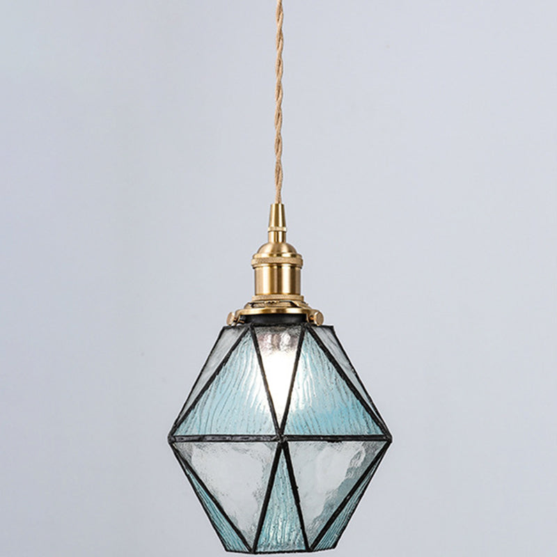 Icy Clear Glass Hanging Lamp Geometric 1 Light Tiffany-Style Pendant Light Fixture