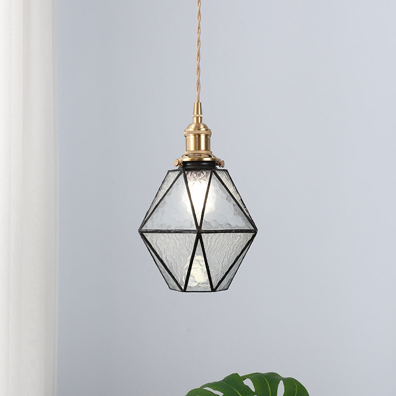Icy Clear Glass Hanging Lamp Geometric 1 Light Tiffany-Style Pendant Light Fixture