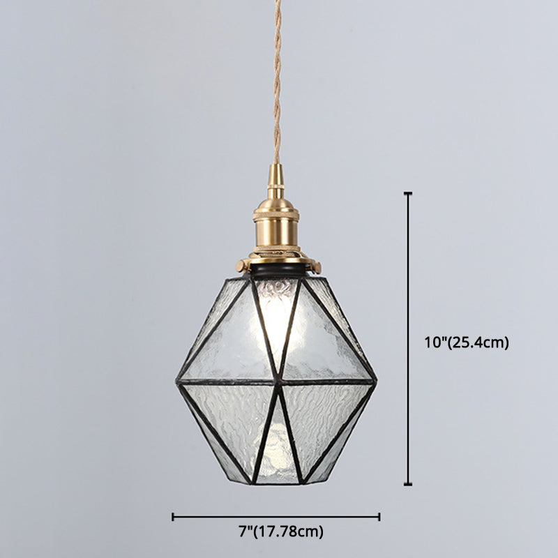Icy Clear Glass Hanging Lamp Geometric 1 Light Tiffany-Style Pendant Light Fixture