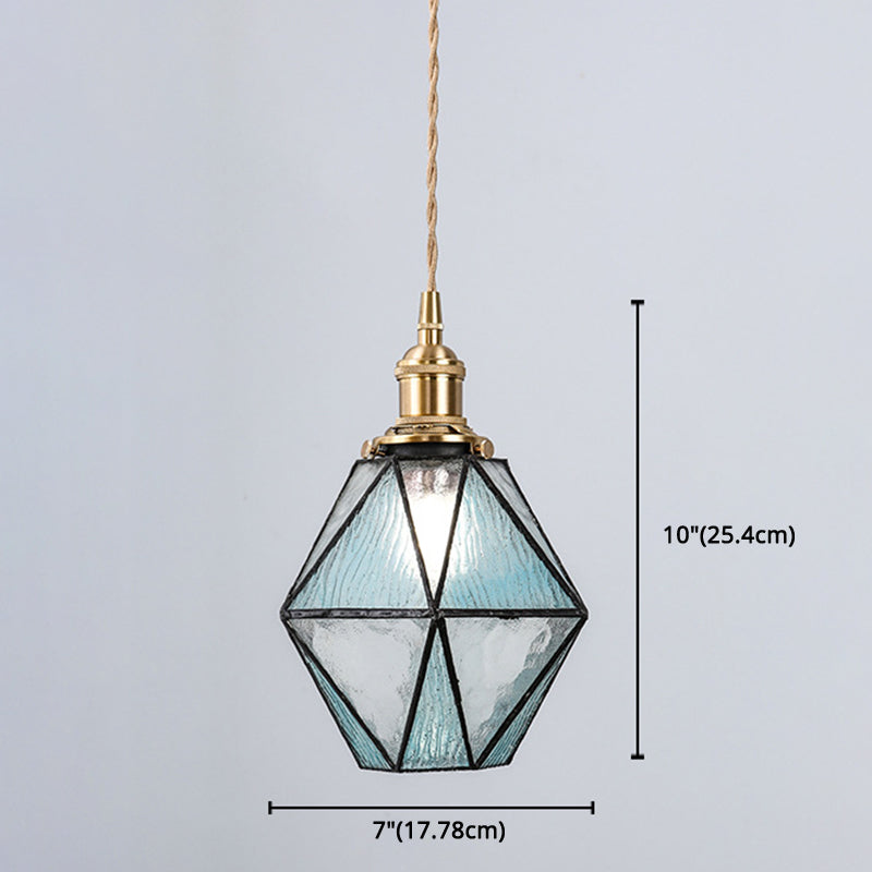 Icy Clear Glass Hanging Lamp Geometric 1 Light Tiffany-Style Pendant Light Fixture
