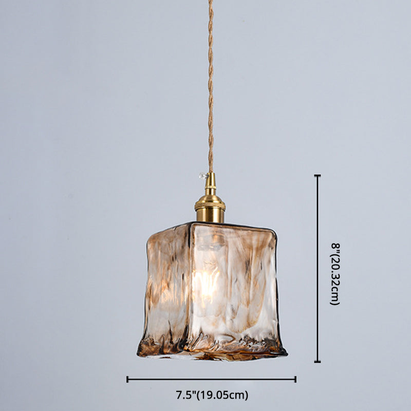 Retro Industrial 1 Light Pendant Lamp Amber Alabaster Glass Pendant Lighting for Living Room