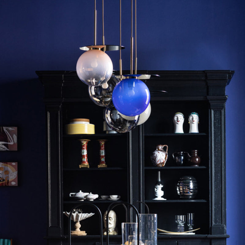 1 Light Spherical Pendant Light Modern Designer Glass Dining Room Hanging Lamp