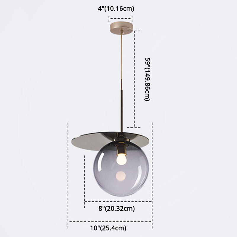 1 Light Spherical Pendant Light Modern Designer Glass Dining Room Hanging Lamp