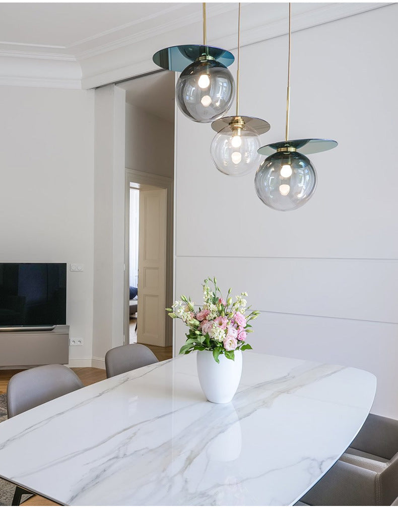 1 Light Spherical Pendant Light Modern Designer Glass Dining Room Hanging Lamp