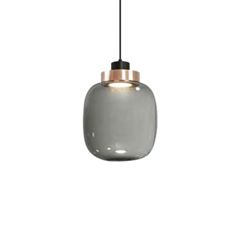 1 Light Mason Jar Pendant Light Modern Hand Blown Glass Shade Hanging Lamp