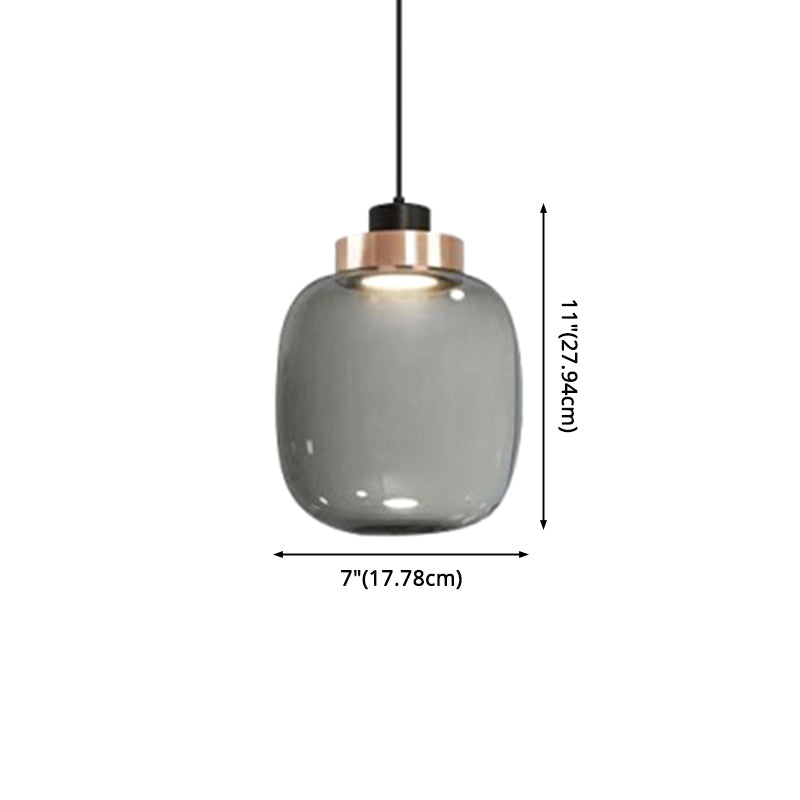 1 Light Mason Jar Pendant Light Modern Hand Blown Glass Shade Hanging Lamp