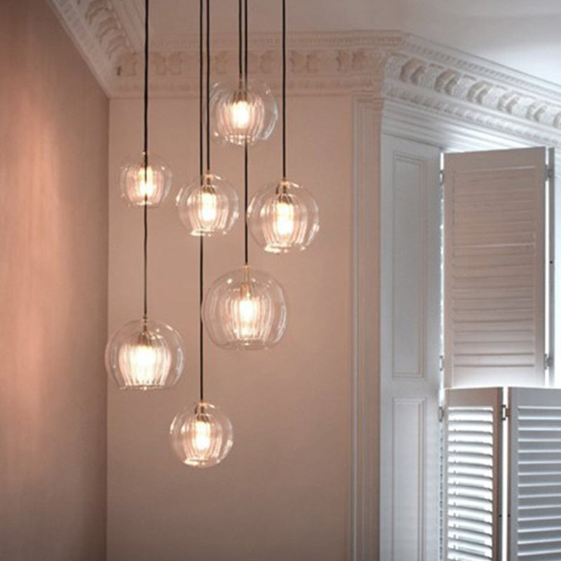 1 lampe suspendue à globe léger lampe à suspension à double verre transparent moderne pour le salon