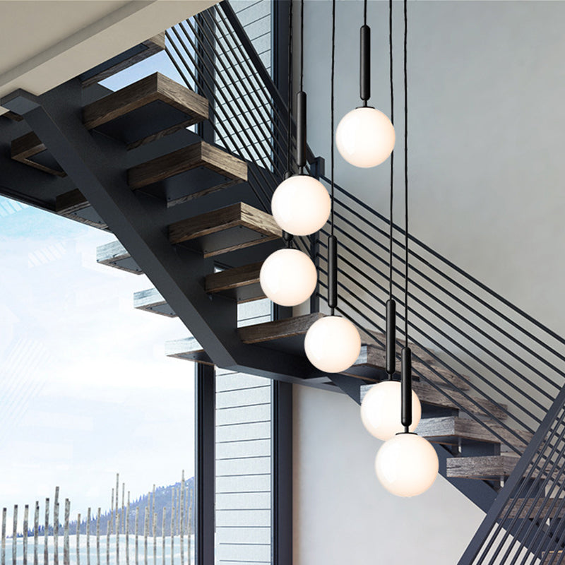 Mitte des Jahrhunderts Design Globe Hanging Lamp Glass Schatten 1 Licht Anhänger Licht für Schlafzimmer