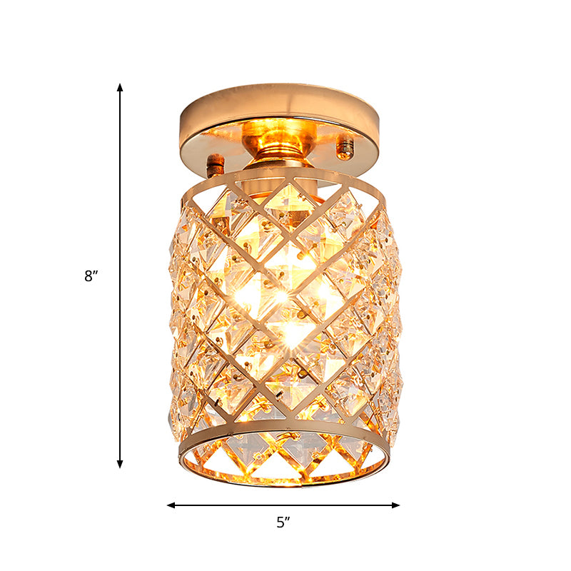 Crystal Pineapple Mini lámpara de techo semi empotrada minimalista 1 bombilla iluminación de techo para pasillo en dorado
