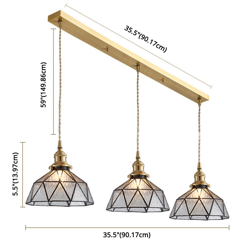 Icy Clear Glass Hanging Lamp Geometric Pattern Bowl Tiffany-Style Pendant Light Fixture