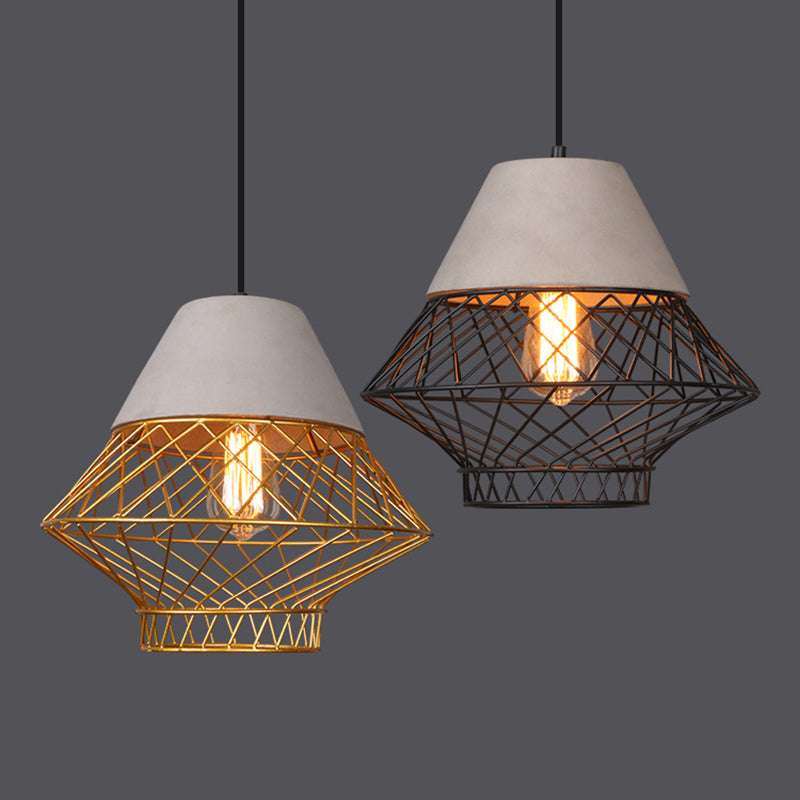 Drahtkäfig Schatten Anhänger Beleuchtung Urban Retro 1 Light Restaurant Hanging Lamp mit Zementoberteil